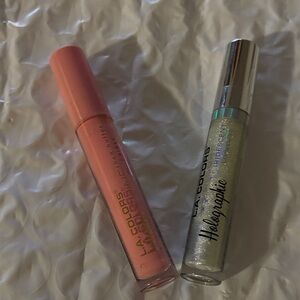 L.A. Colors Pink High Shine Gloss with Holographic Top Coat Duo